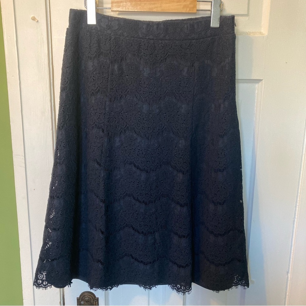 Monteau Navy Lace A-Line Skirt